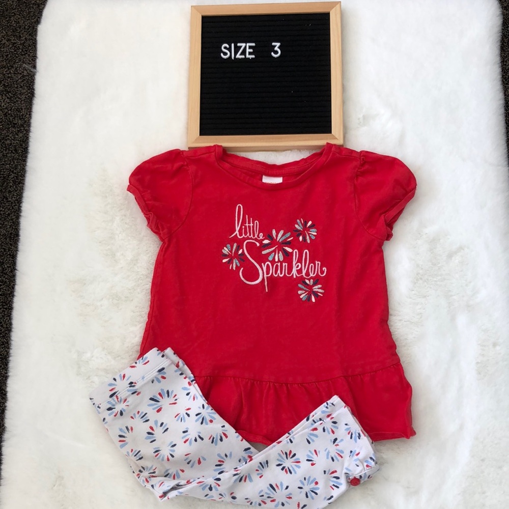 Gymboree peplum top and Capri leggings size 3